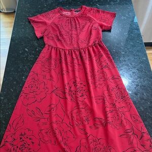 Red Floral Dress Ann Taylor